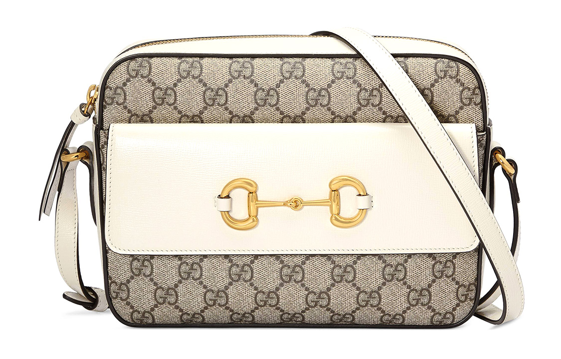 

GUCCI Сумка через плечо с кожаными вставками и узором Horsebit 1955