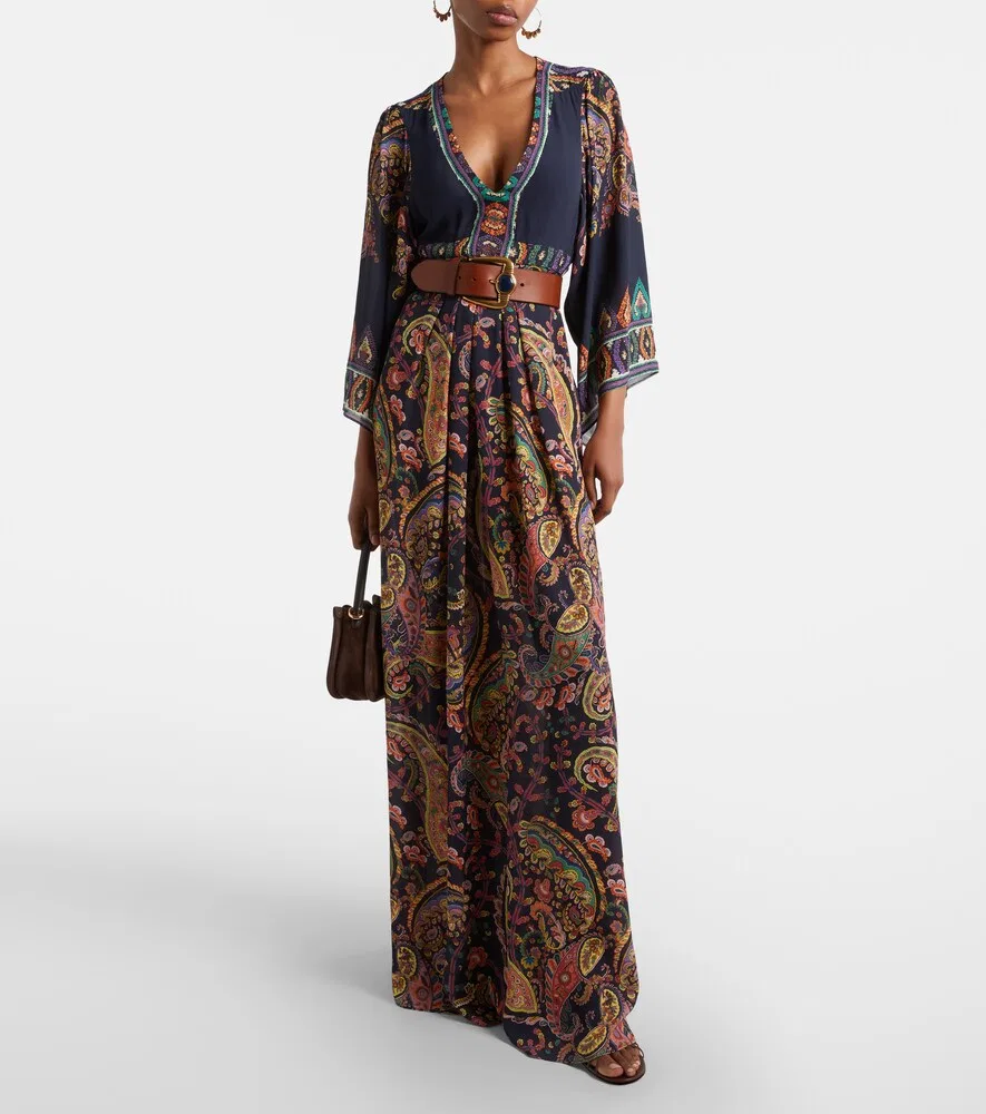 Макси-платье с узором пейсли Etro, синий — фото 2