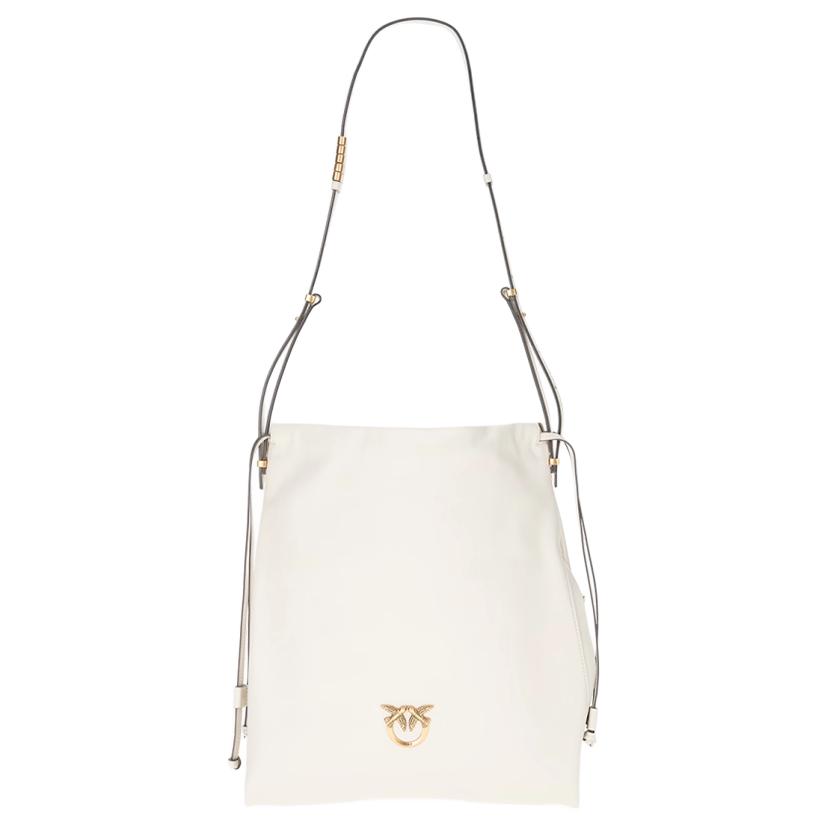 

PINKO Средняя женская сумка через плечо из телячьей кожи белого цвета