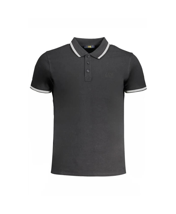 

Черная хлопковая рубашка-поло с вышивкой Cavalli Class, черный