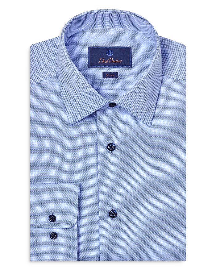 

Рубашка Slim Fit с текстурированной отделкой David Donahue, синий