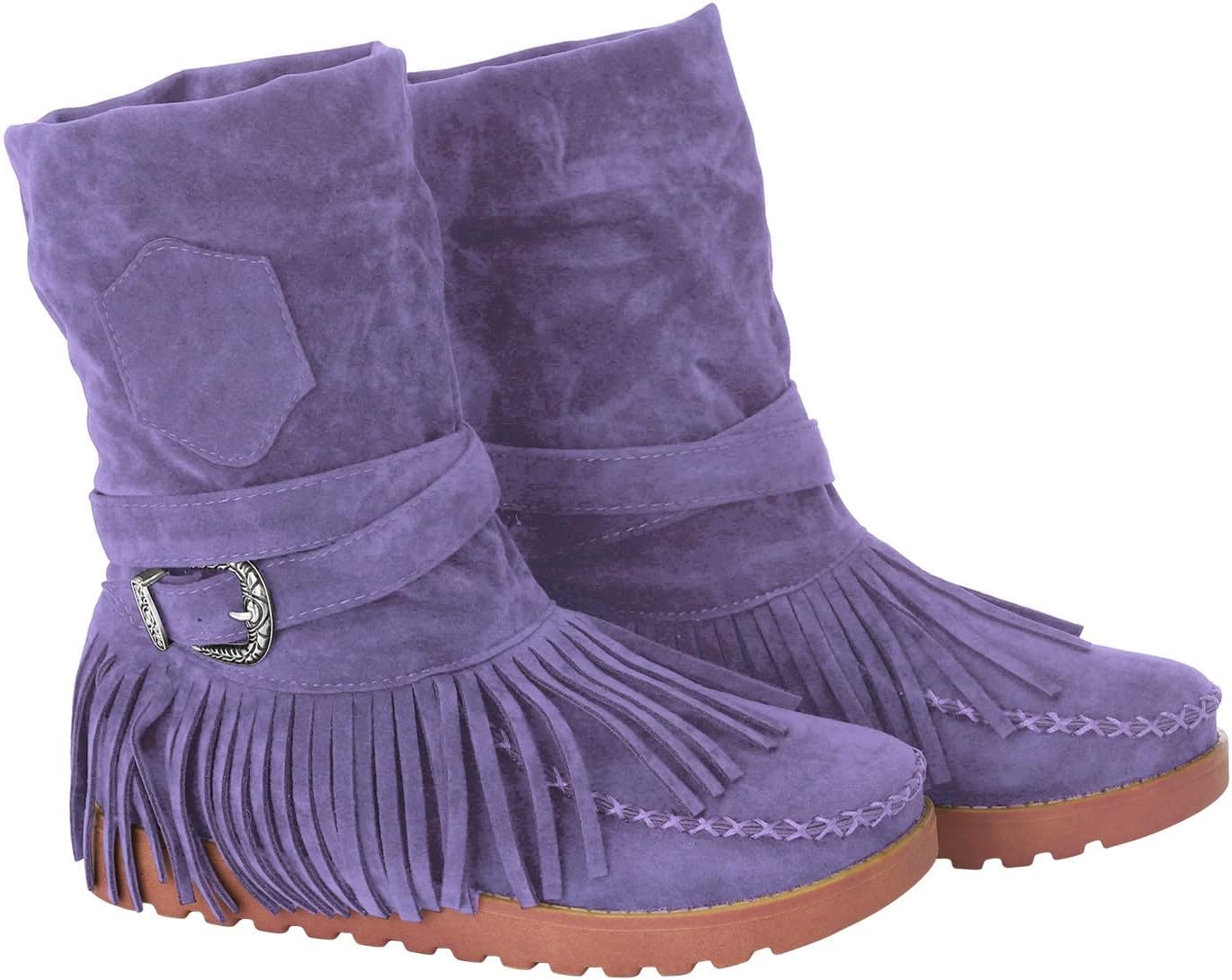 

Женские ковбойские сапоги Hbeylia в винтажном стиле бохо с бахромой и кисточками, фиолетовый