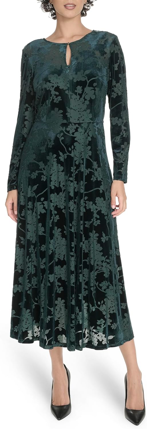 

Женское платье миди с длинными рукавами и вырезом-каплей от Tommy Hilfiger, Cypress