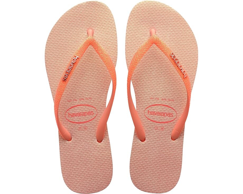 

Сандалии Havaianas Slim Glitter Iridescent, цвет Peach Rose