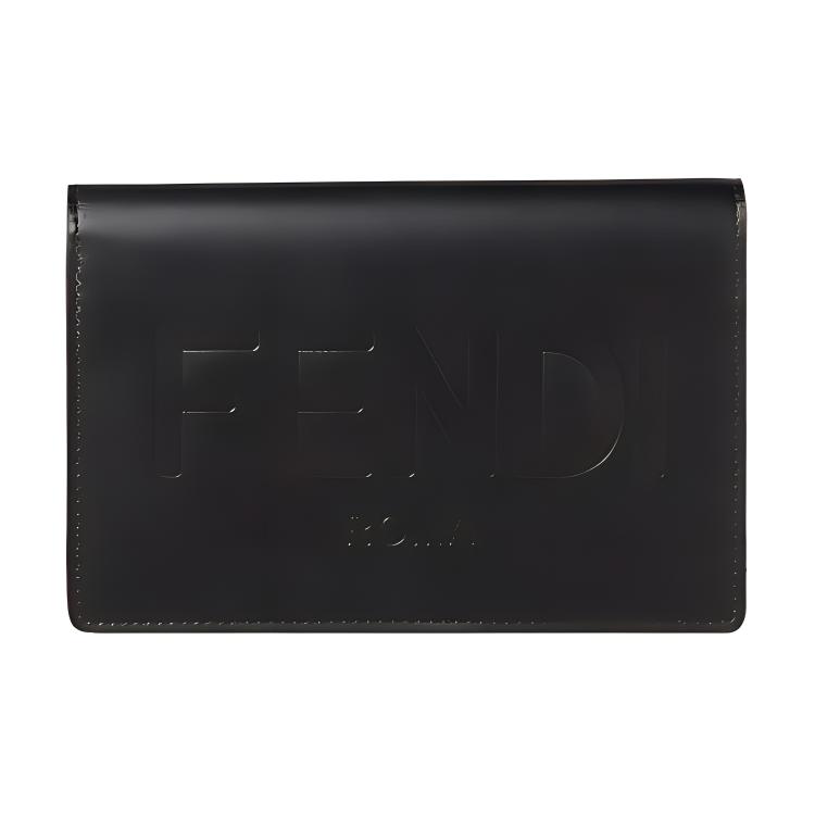 

Кожаная плечевая сумка через плечо, мини кошелек женский черный FENDI