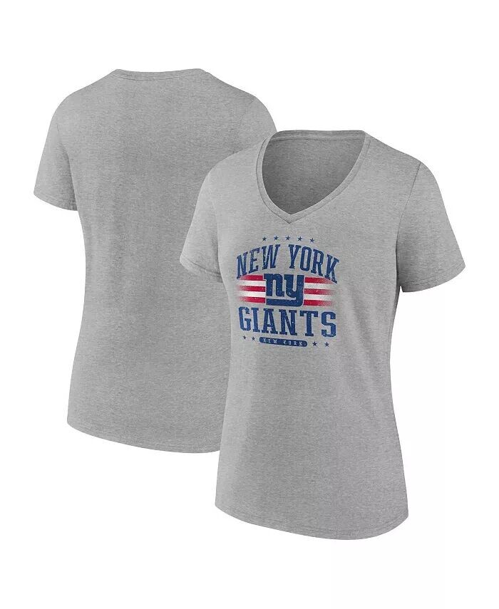 

Женская футболка с v-образным вырезом цвета Хизер Серый New York Giants Americana Fanatics, серый