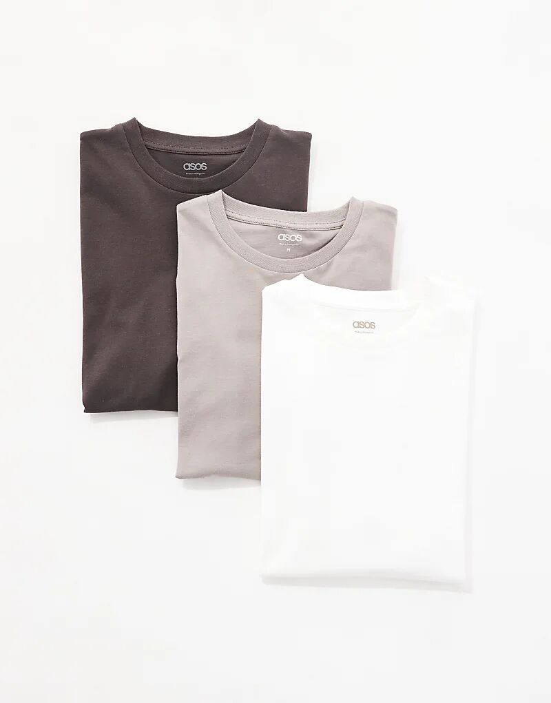 

Набор из 3 футболок ASOS DESIGN Essential в коричневом, каменном и белом цветах