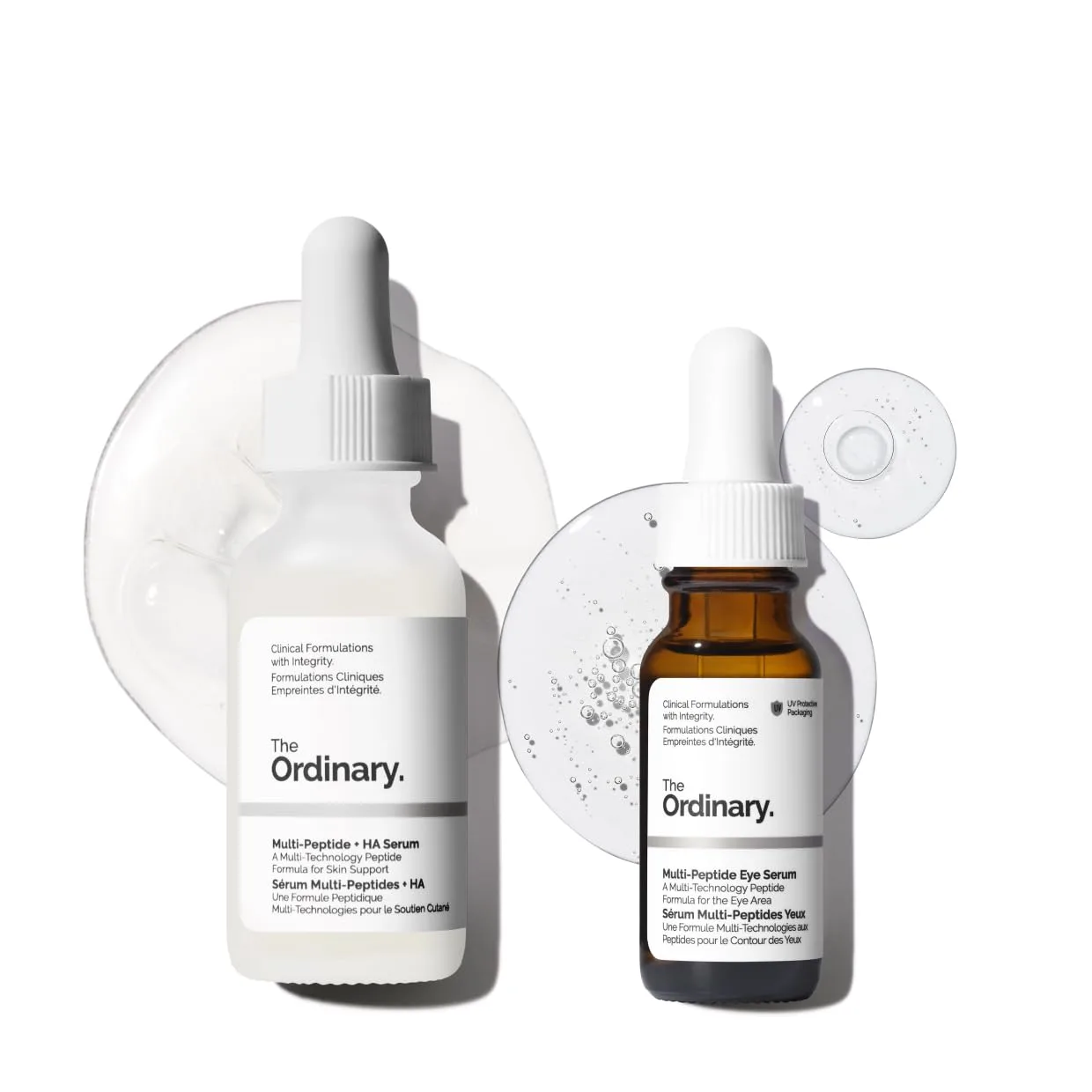Набор сывороток и мультипептидов The Ordinary Multi-Peptide Serum Duo, антивозрастной уход за кожей лица и области вокруг глаз: мультипептид + гиалуроновая кислота и сыворотка для глаз.