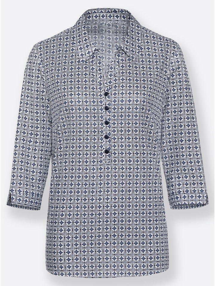 

Блузка-слипон с принтом темно-синего и белого цветов WITT WEIDEN