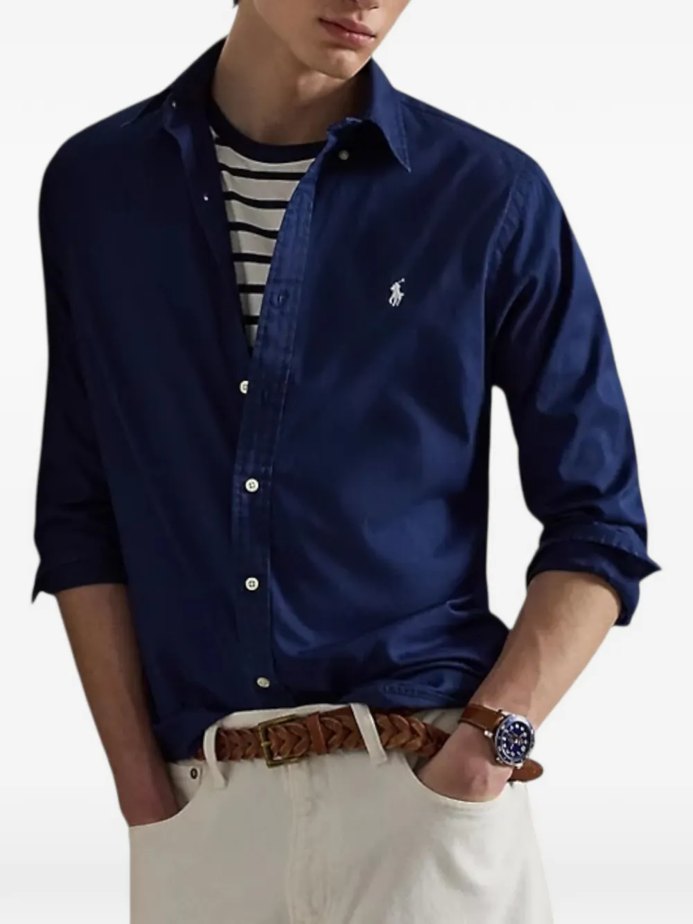 Рубашка из саржи индивидуального кроя Polo Ralph Lauren, синий — фото 3