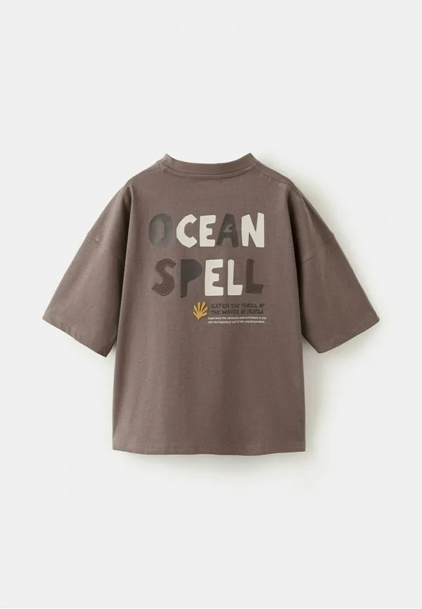 Футболка с детским принтом Mango Kids, Brown — фото 2