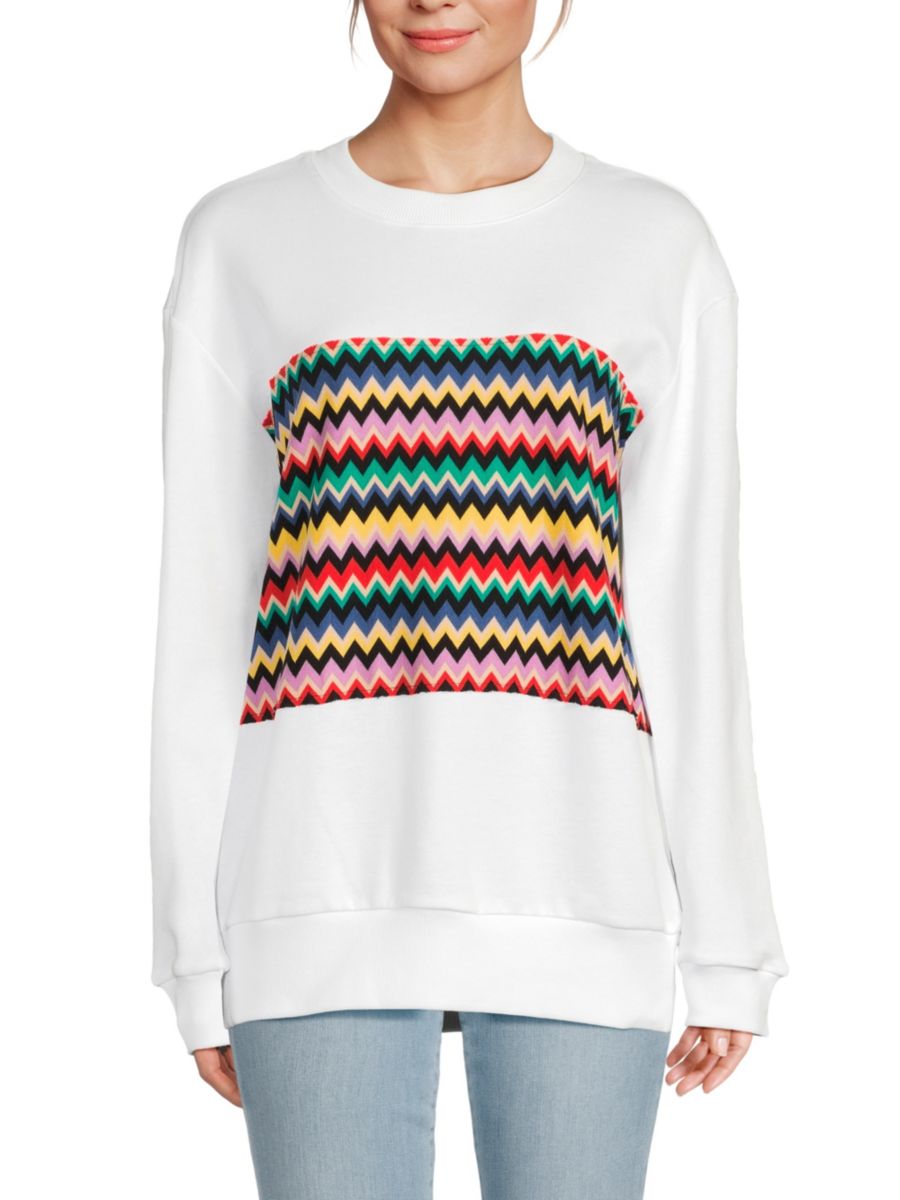 

Хлопковая толстовка с шевронным рисунком M Missoni, белый мульти