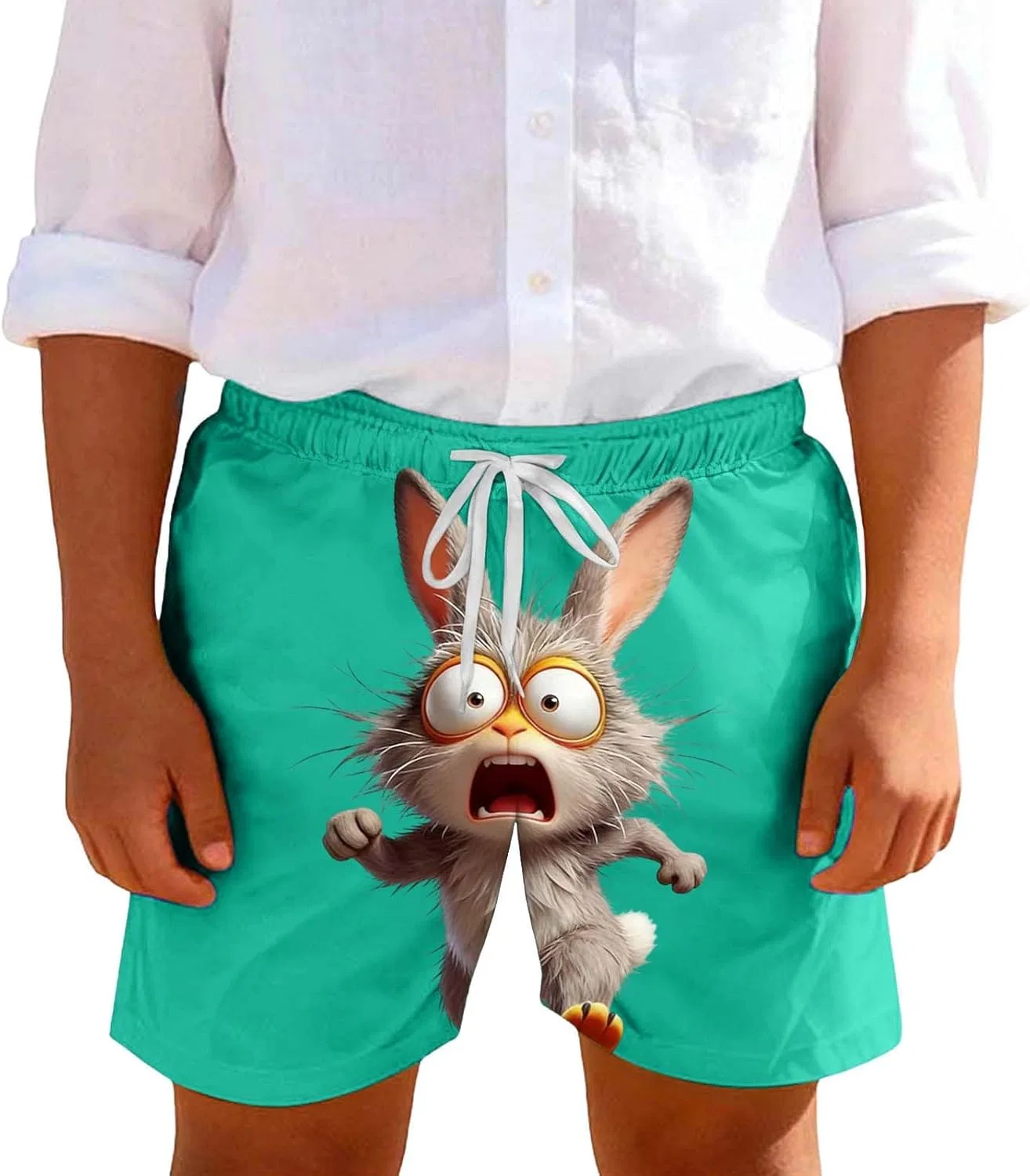 Шорты для мальчиков с принтом кролика, Zzalalana, Mint Green
