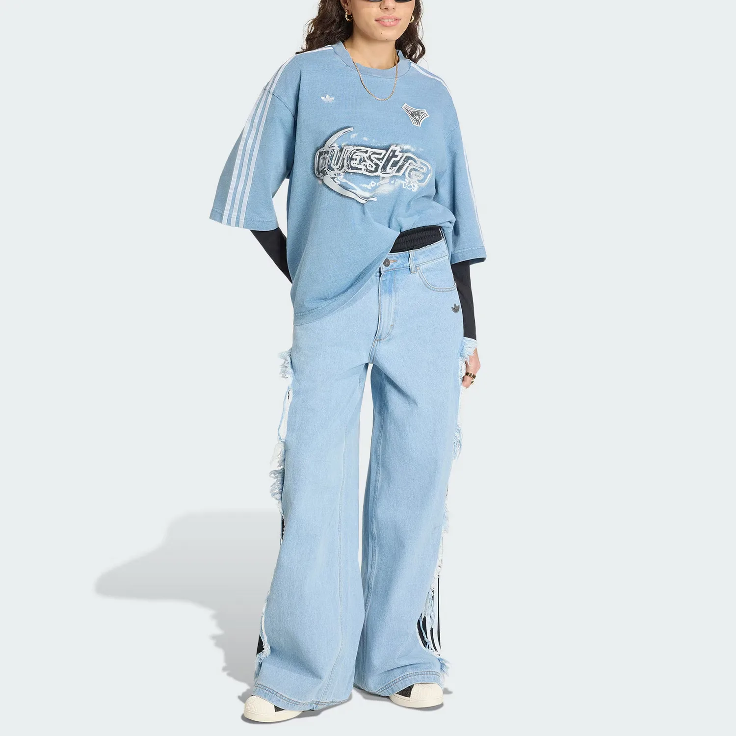 Футболка Adilenium женская Adidas Originals, светло-голубой — фото 3