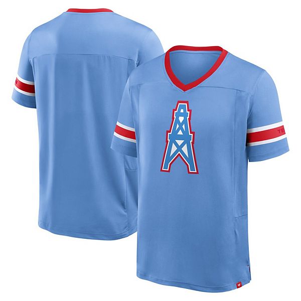 

Мужская футболка Tennessee Titans Oilers Throwback Hometown Premium Hashmark V-neck светло-голубого цвета Fanatics