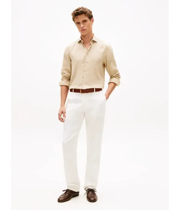 Льняные брюки-чиносы DENTON straight fit Tommy Hilfiger, экрю — фото 2