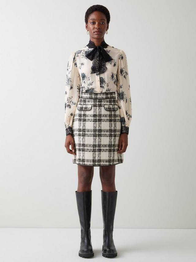 

Кларис Моно клетчатая мини-юбка L.K.Bennett, Black/Cream