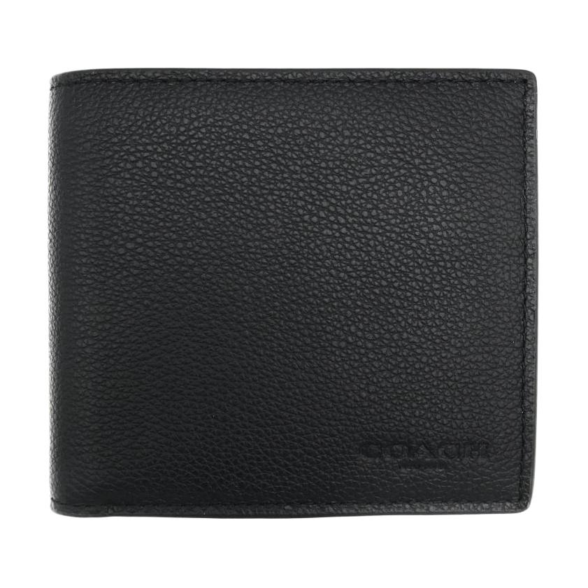 

COACH Миниатюрный мужской бумажник из коровьей кожи черный