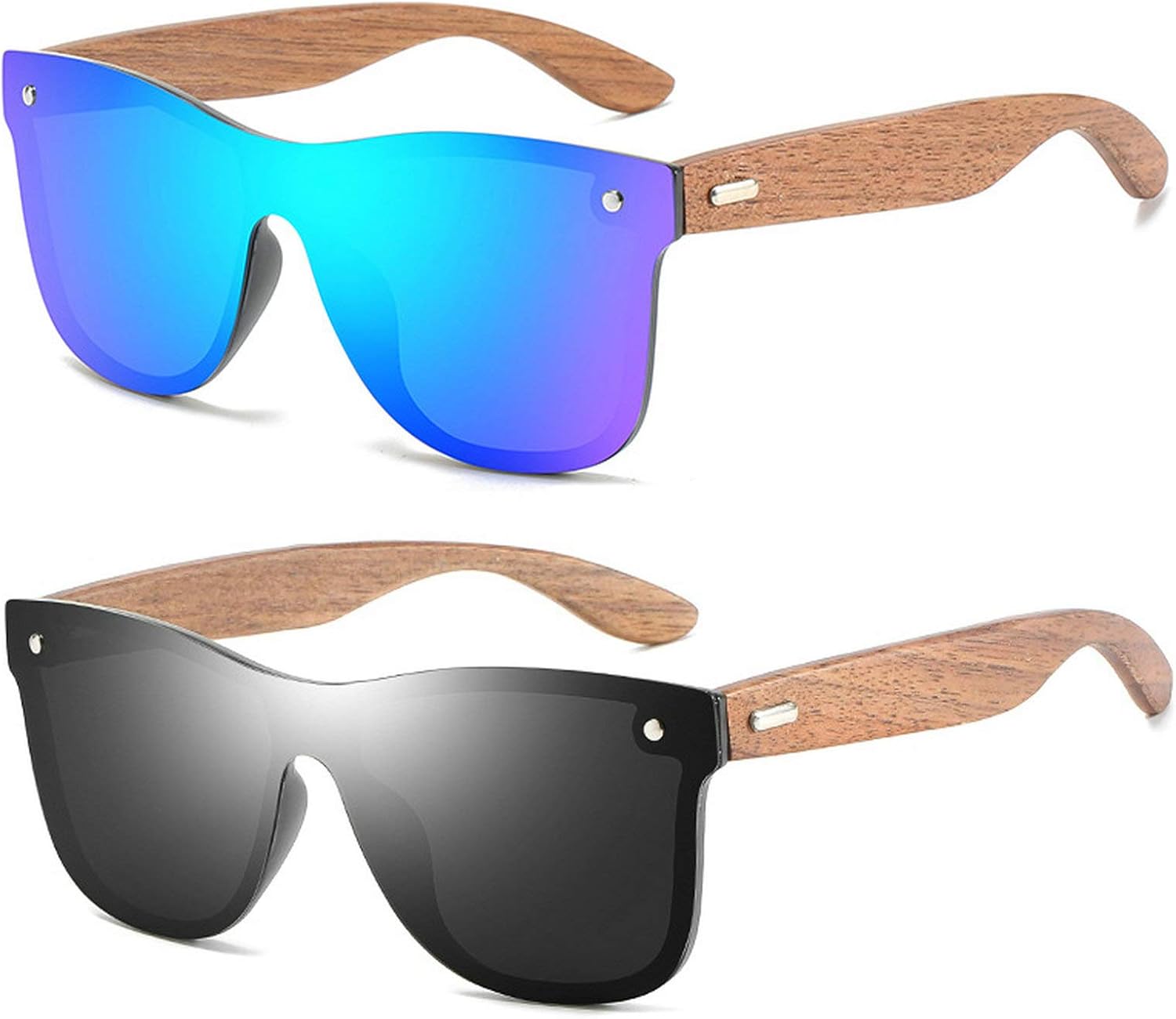 

Солнцезащитные очки Willochra с поляризованными линзами из дерева для женщин и мужчин, для вождения, разноцветные, ручной работы, из бамбукового дерева, 2pack-black&blue