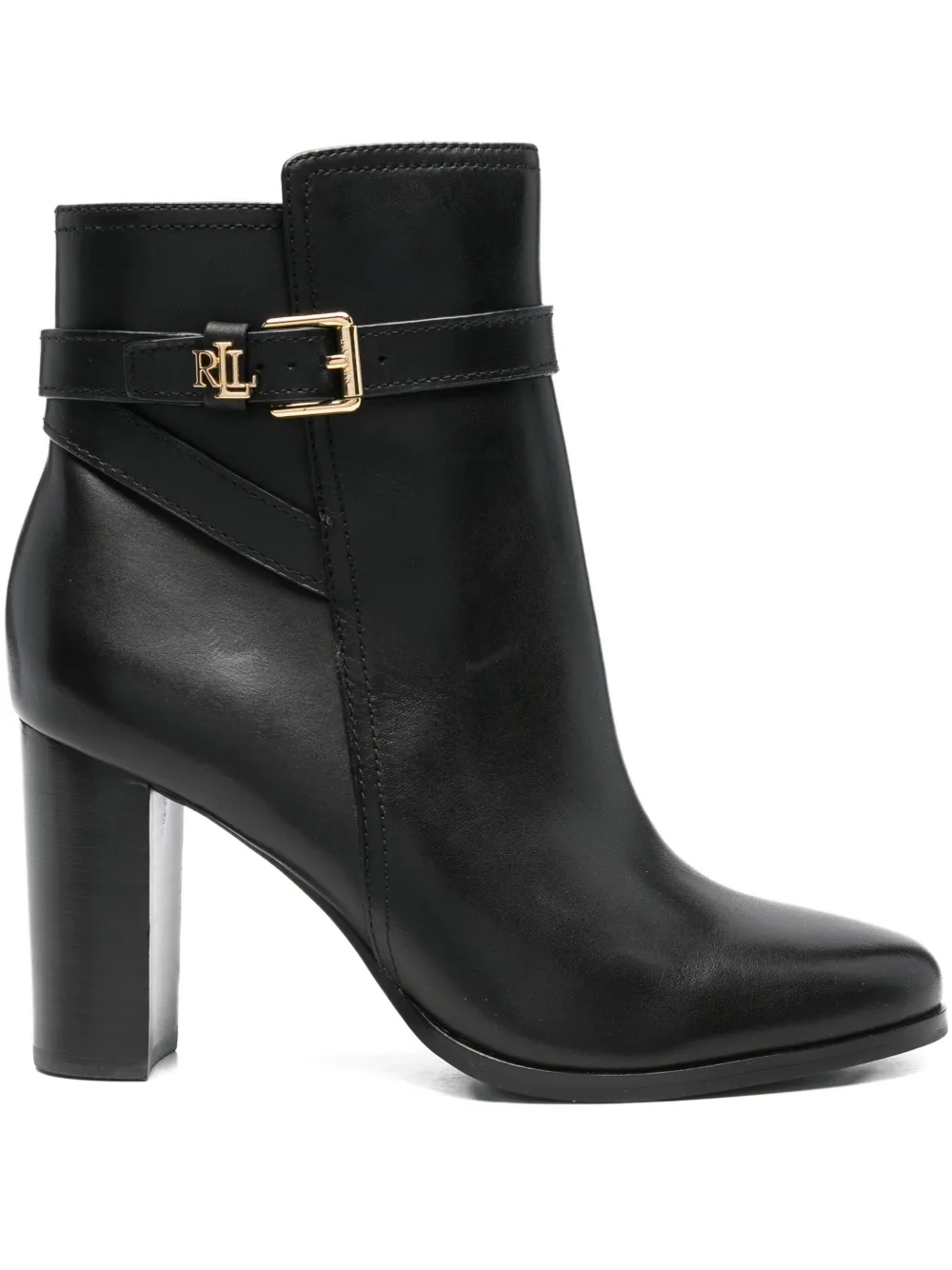 Ботинки с блочным каблуком и пряжками высотой 80 мм Lauren Ralph Lauren, черный