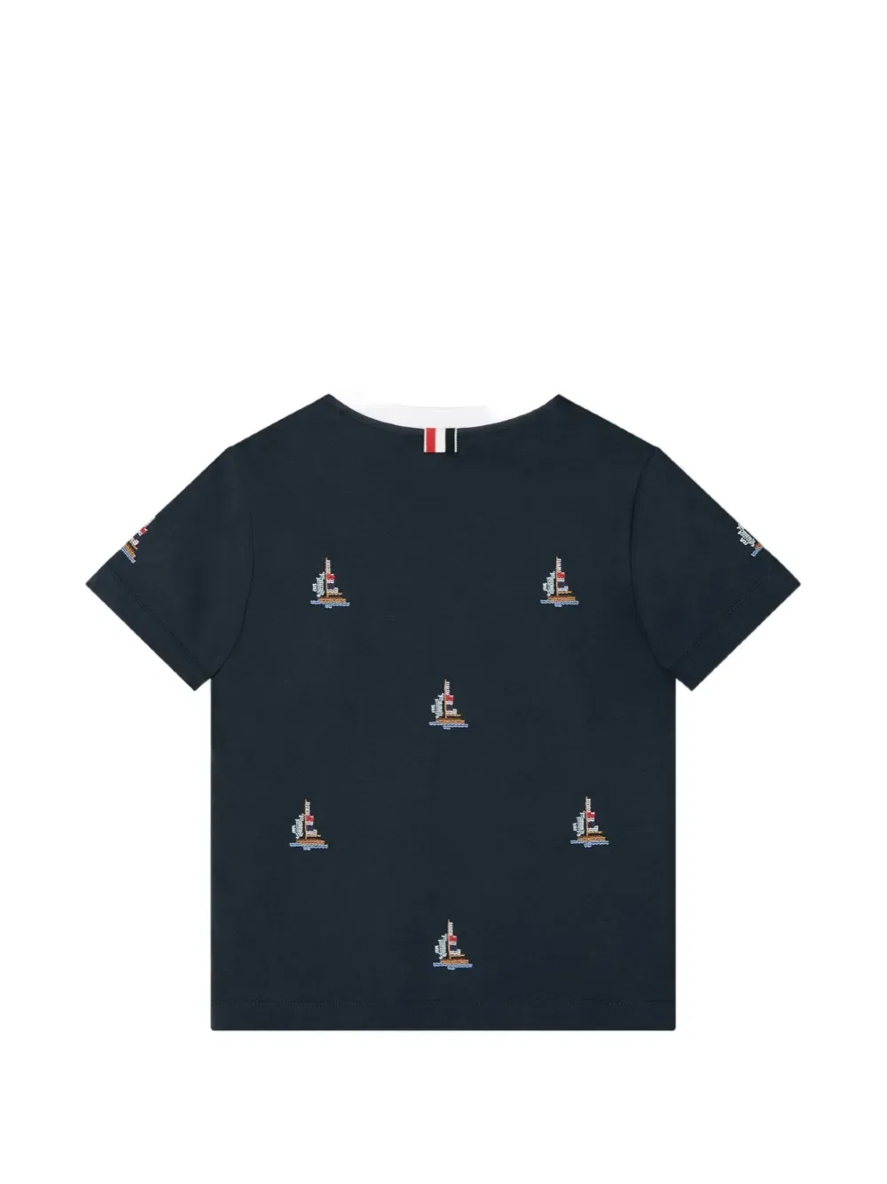 Футболка с вышивкой в виде парусника Thom Browne Kids, синий — фото 2