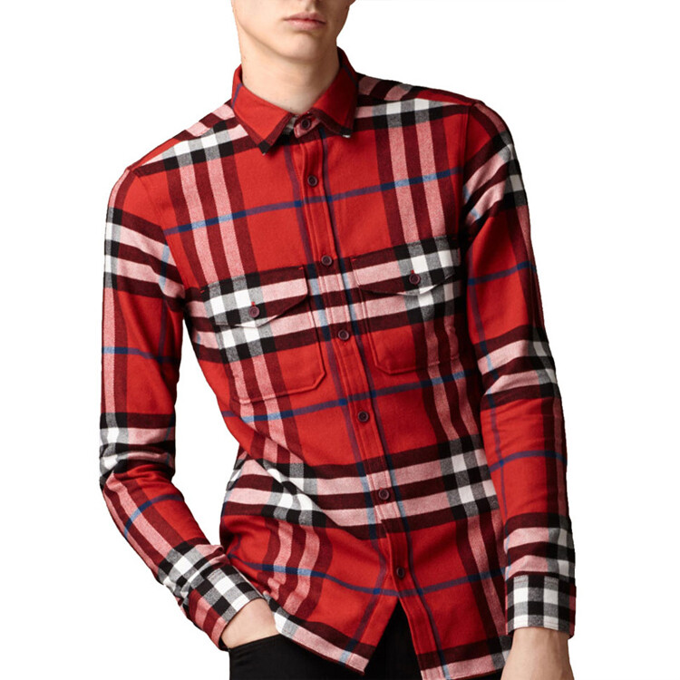 Рубашка мужская Burberry, классическая, красный — фото 2