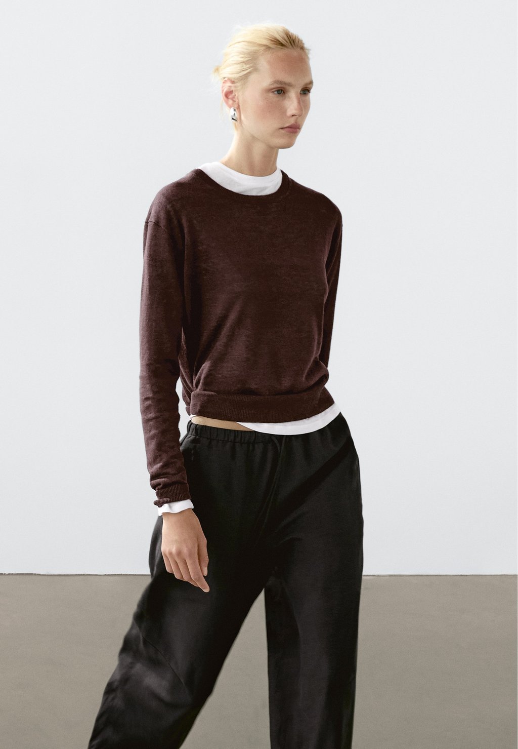 

Джемпер CREW NECK Massimo Dutti, цвет Mottled Bordeaux