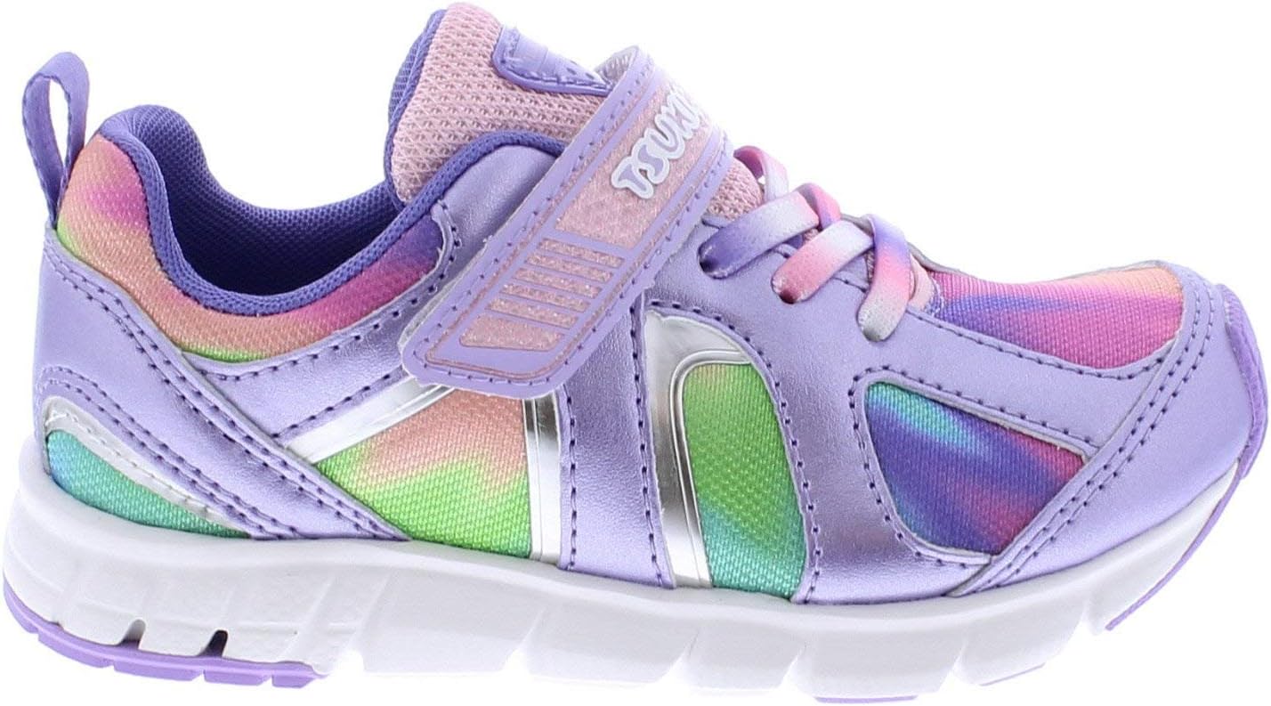 Детские кроссовки TSUKIHOSHI Rainbow Kids - с застежкой на ремешок, пригодные для стирки в машине, с широкой носочной частью и противоскользящими, немаркими подошвами, для детей 4-12 лет, лаванда/мультиколор — фото 3