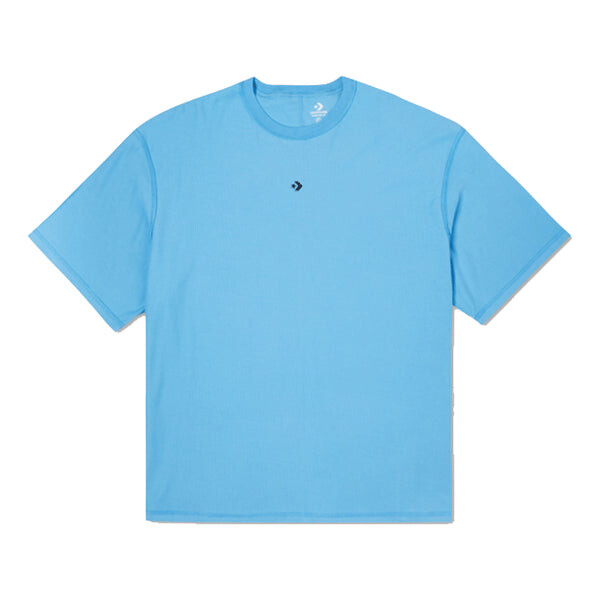

Футболка solid color loose round neck short sleeve couple style blue Converse, синий