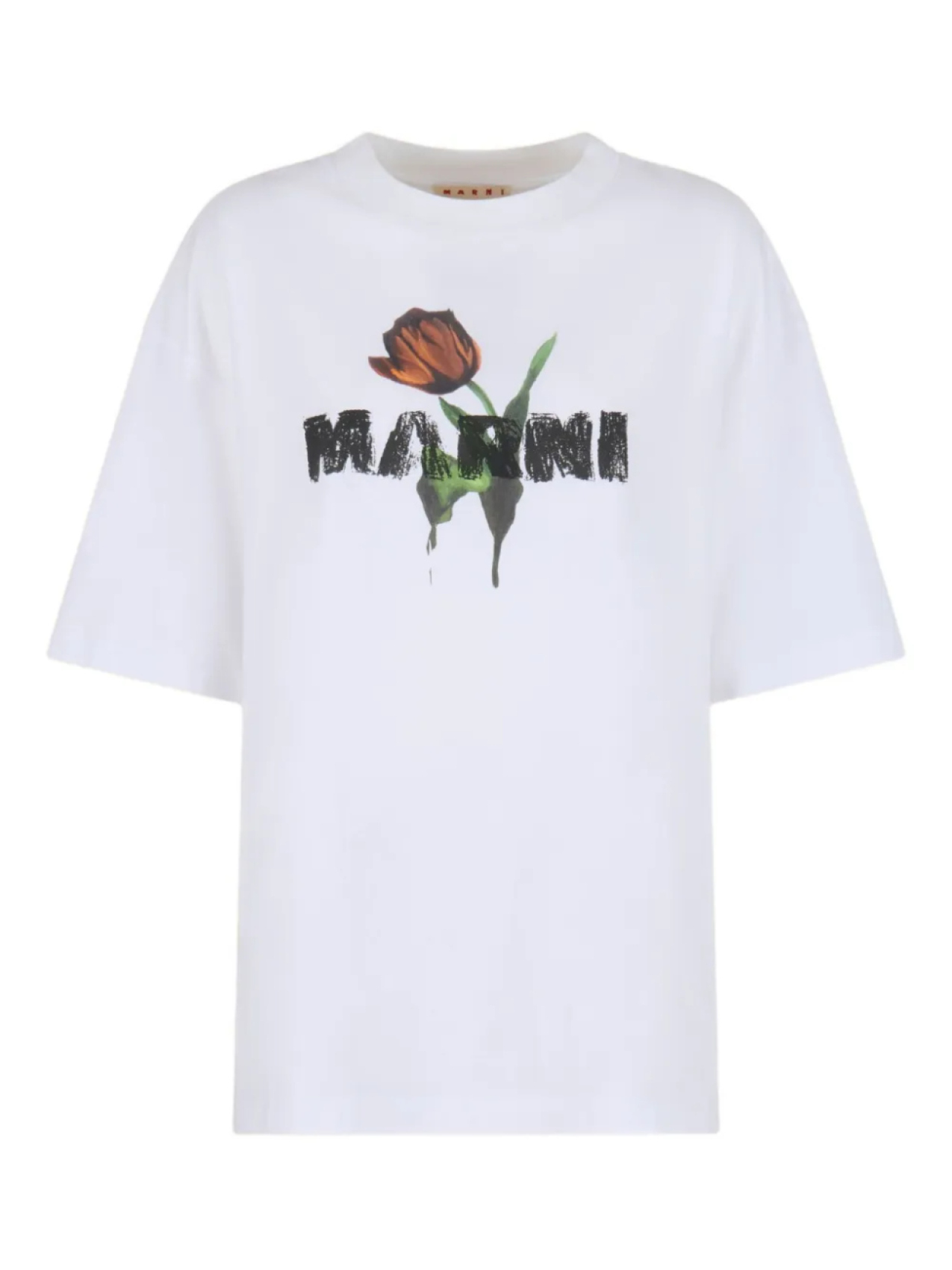 

Футболка с цветочным принтом Marni, белый
