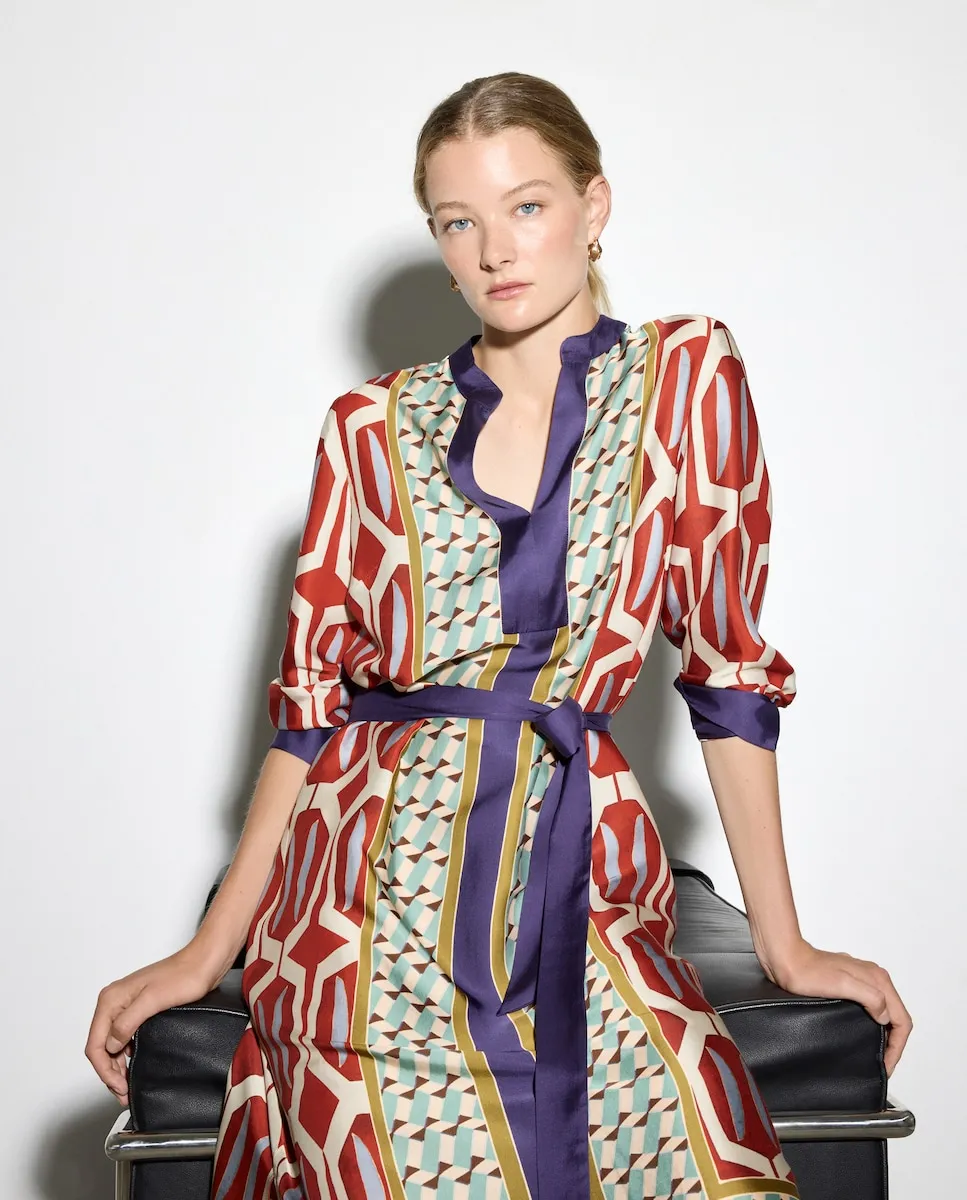 

Платье с длинными рукавами с геометрическим принтом Woman El Corte Inglés, красный