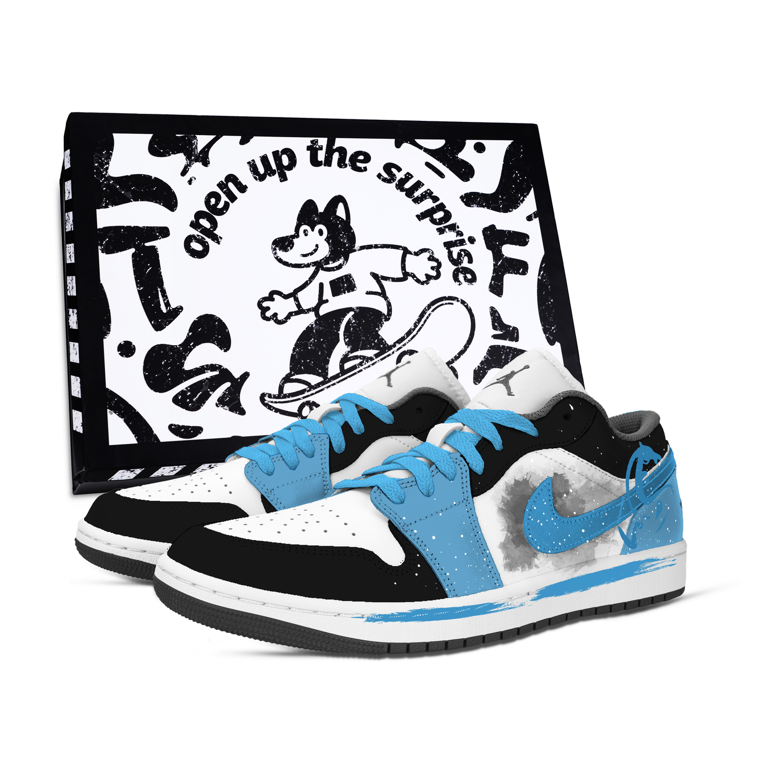 

Кроссовки Air 1 Vintage Unisex низкие Black White Blue Jordan, черный синий белый