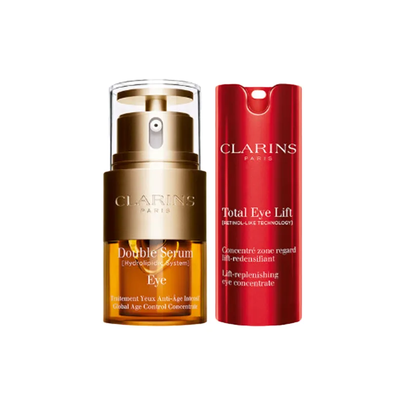 CLARINS Набор для ухода за кожей с лифтинг-эффектом, увлажняющий и успокаивающий, 75 мл + 20 мл, Two-Piece Set: Dual-Action Soothing Eye Cream 20ml+NEW Full-Effect Eye Cream 15ml