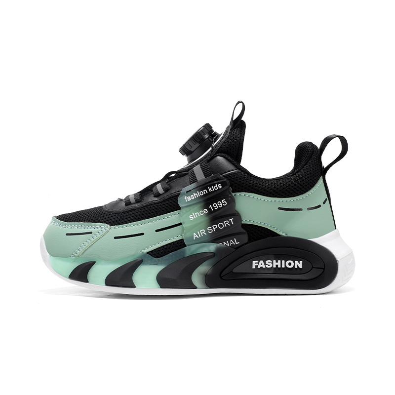 

Кроссовки для бега для детей с низким верхом, амортизирующие, устойчивые к истиранию, дышащие, с защитой от отскока Kung Fu partners, черный/зеленый