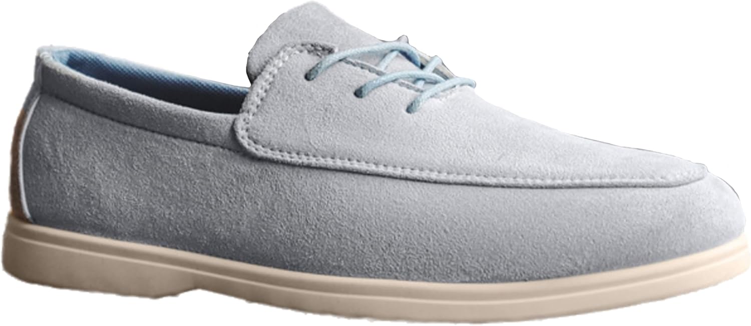 

Мужские замшевые туфли-оксфорды на низком каблуке, повседневные, с модным круглым носком, каблук-блок, мягкая подошва, нескользящие, на шнуровке, для работы, вождения и бизнеса Fifilapin, синий