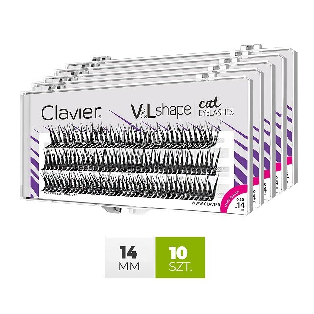 

Ресницы V&L Shape, кошачий изгиб ресниц L Clavier, для макияжа, 14 мм, упаковка 10 шт.