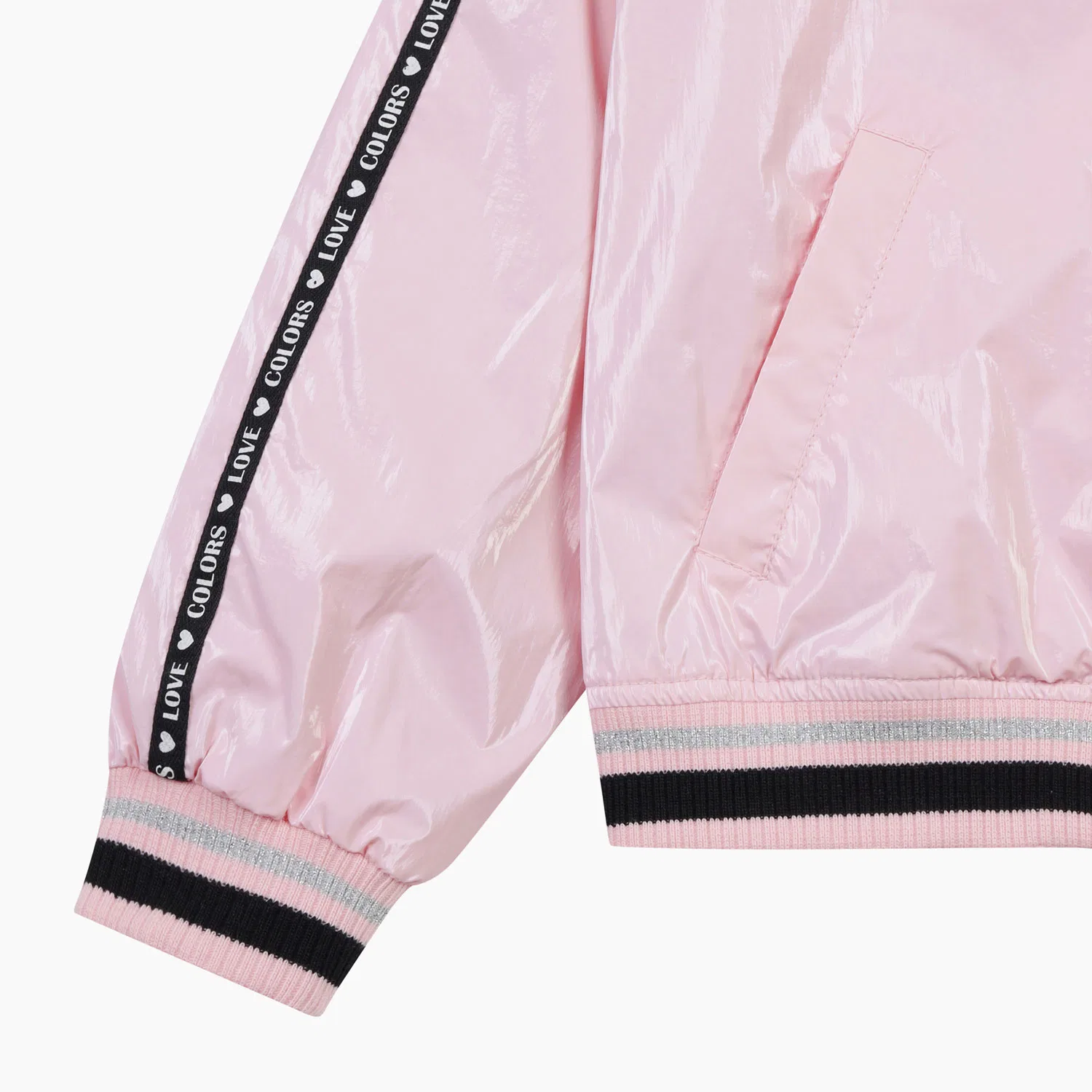 Детский блестящий бомбер Shiny, розовый, от Benetton Kids — фото 4
