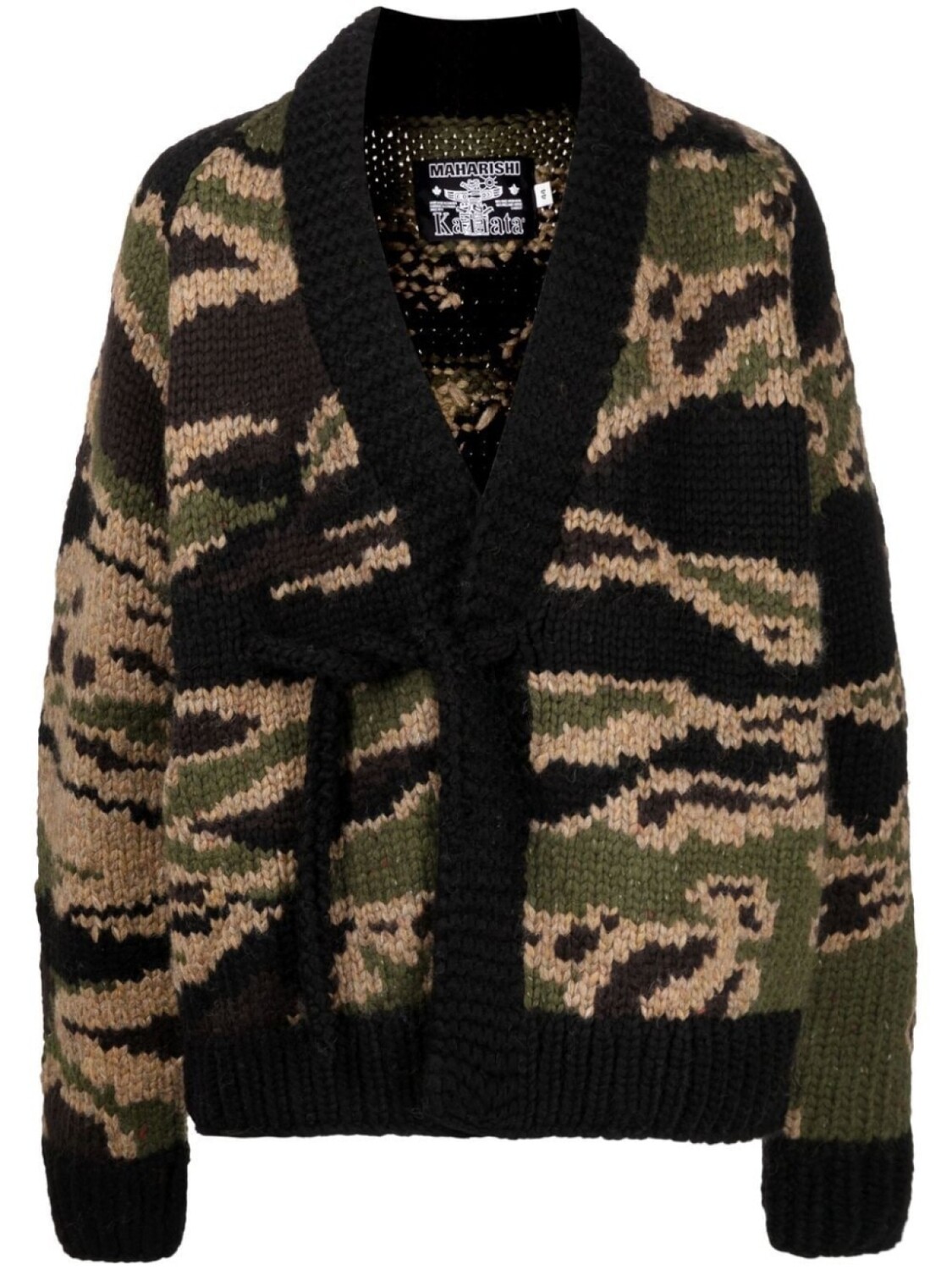 

Maharishi кардиган с камуфляжным узором и V-образным вырезом, черный