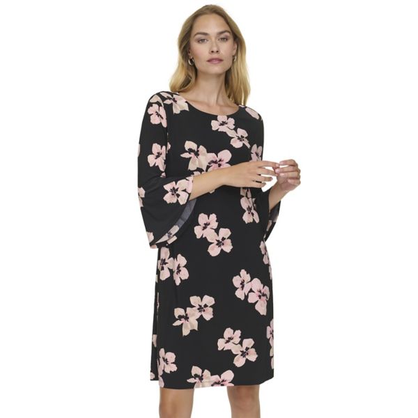 

Женское длинное платье-трапеция с расклешенными рукавами Harper Rose, цвет black scatter floral