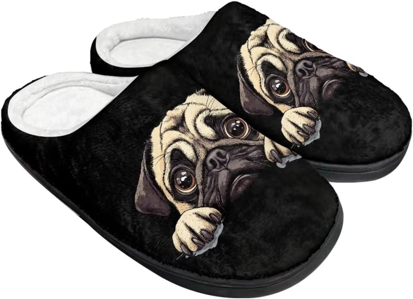 

Теплые плюшевые тапочки из фланели, уютные домашние тапочки для женщин и мужчин с противоскользящей подошвой Wanzuoeng, черный