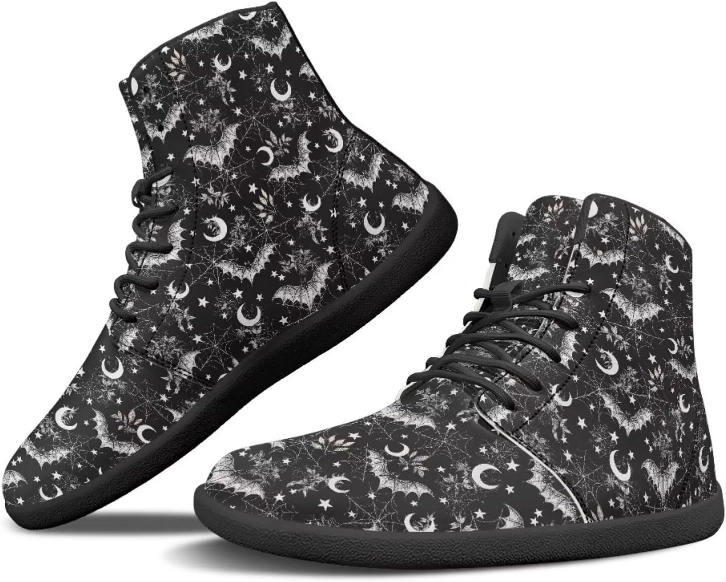 

Кроссовки Binienty Mens с высокой посадкой, широкой колодкой и босоножечной посадкой, паутина, летучие мыши, минималистичные кроссовки с нулевым перепадом, Bat Moon Stars