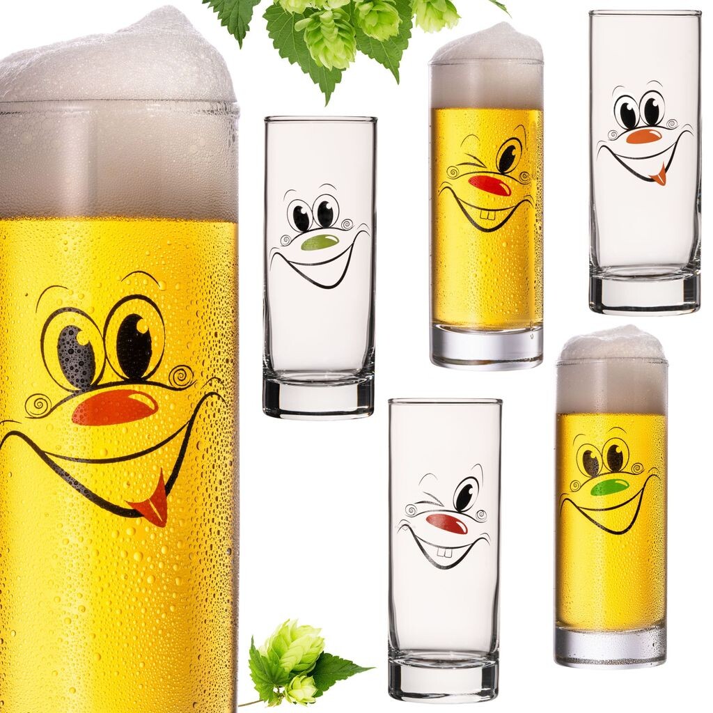 

PLATINUX Kölsch Бокалы с забавными рожцами, стакан 300 мл (макс. 335 мл), набор из 6 пивных бокалов, пивные бары, карнавал, прозрачный