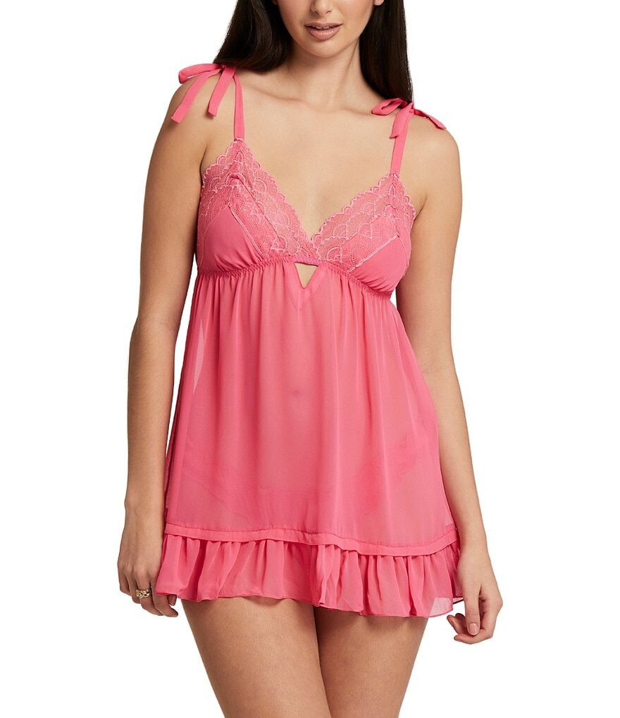 

Rya Collection Dahlia Шифоновый бэби-долл и трусики бикини с оборками по краям, розовый