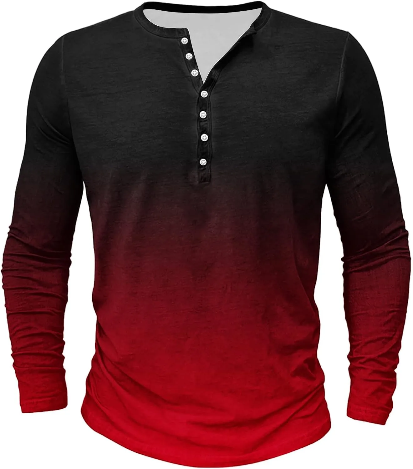 

Мужская футболка хенли с длинным рукавом, slim fit, градиент QUNPIU