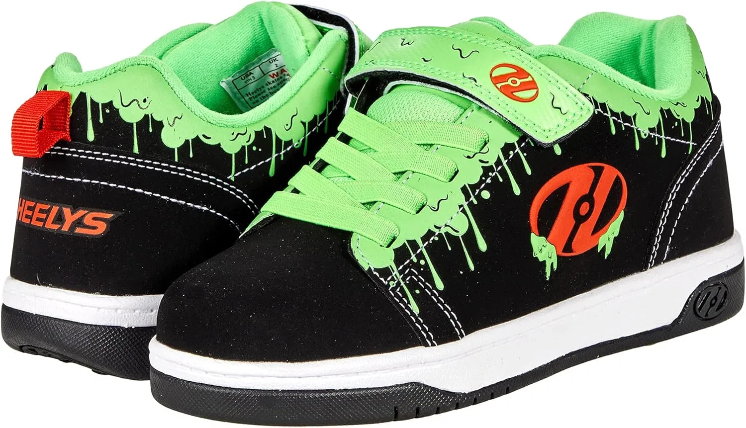 Кроссовки-ролики HEELYS Dual Up X2, Black/Neon Green/Flame Slime