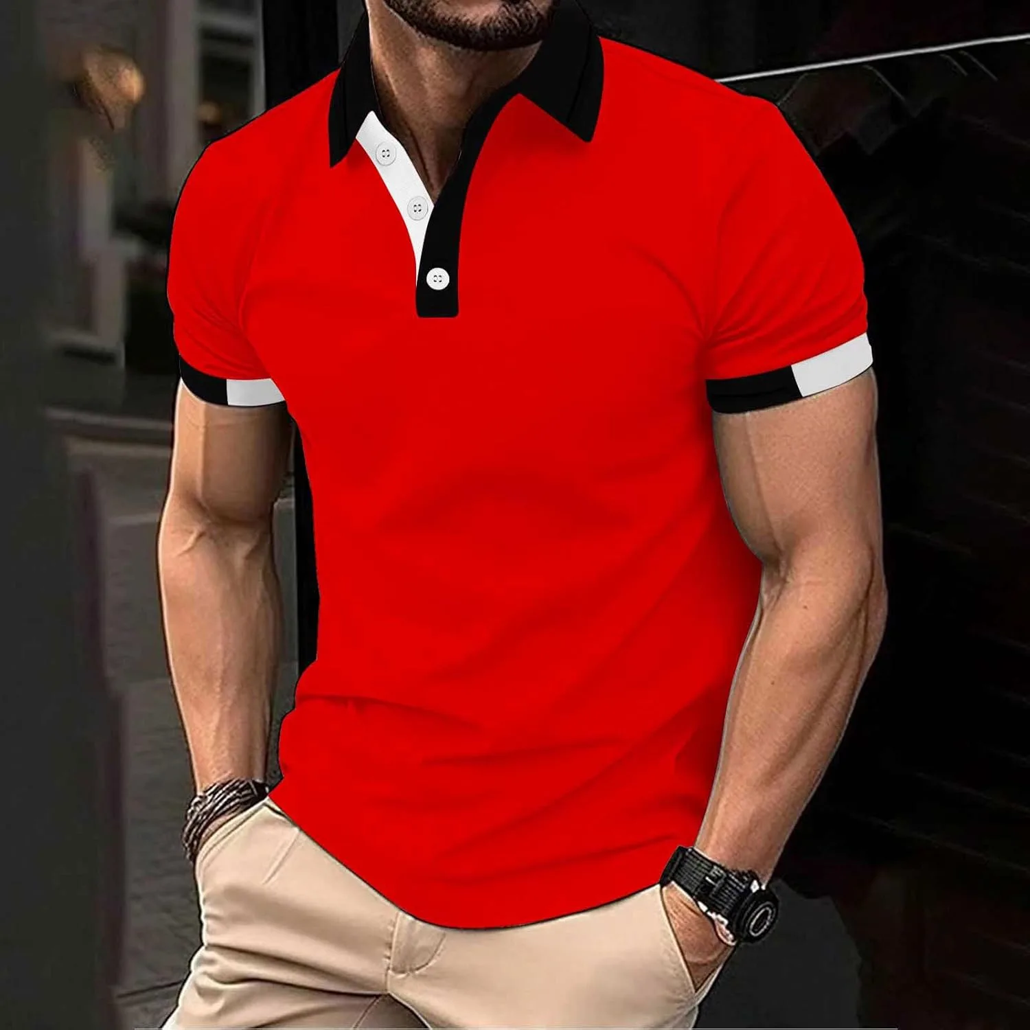 Мужская футболка-поло Casual с коротким рукавом, Moisture Wicking, лето 2025 — фото 2