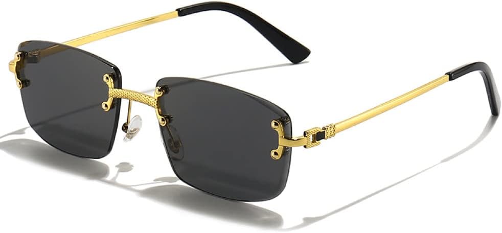 

Солнцезащитные очки MUTYNE с синими градиентными линзами, металлические, для мужчин и женщин, роскошные дизайнерские, без оправы, маленькие квадратные, для мужчин, C07 Gold Black