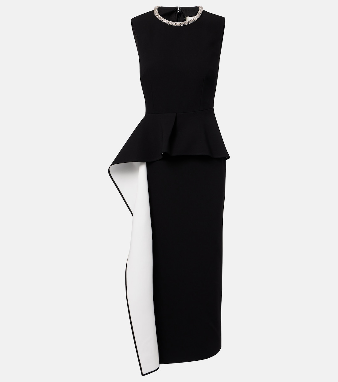 

Украшенное платье миди из сатинового крепа с баской Roland Mouret, Monochrome