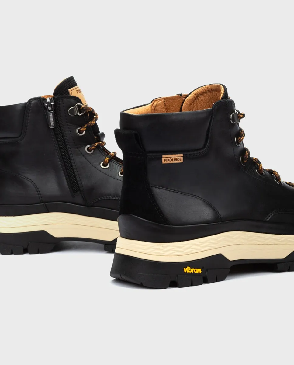 Унисекс кожаные ботинки с подошвой Vibram черного цвета Pikolinos — фото 4