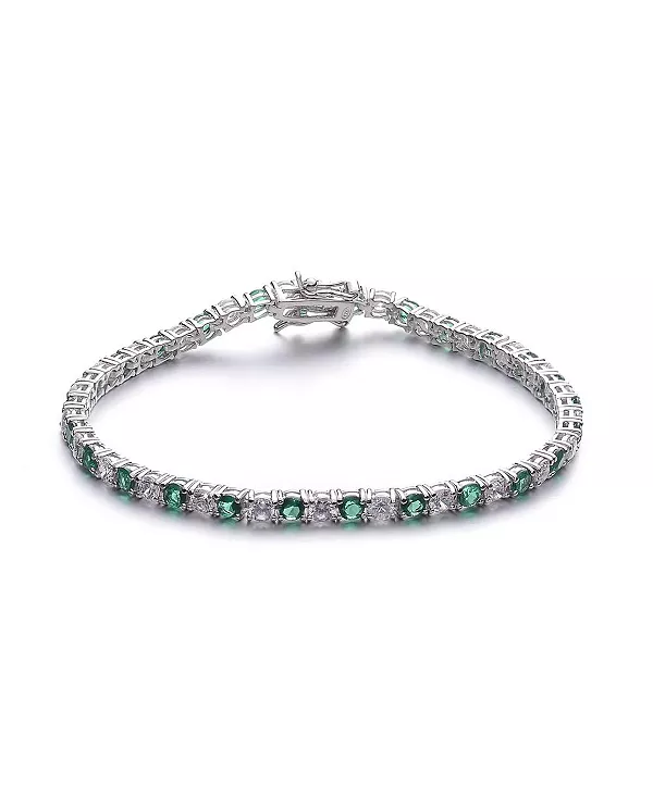 

Теннисный браслет из стерлингового серебра с цветными кубическими цирконами для женщин Genevive, green